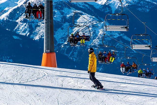 snowboarder by ski lifts
